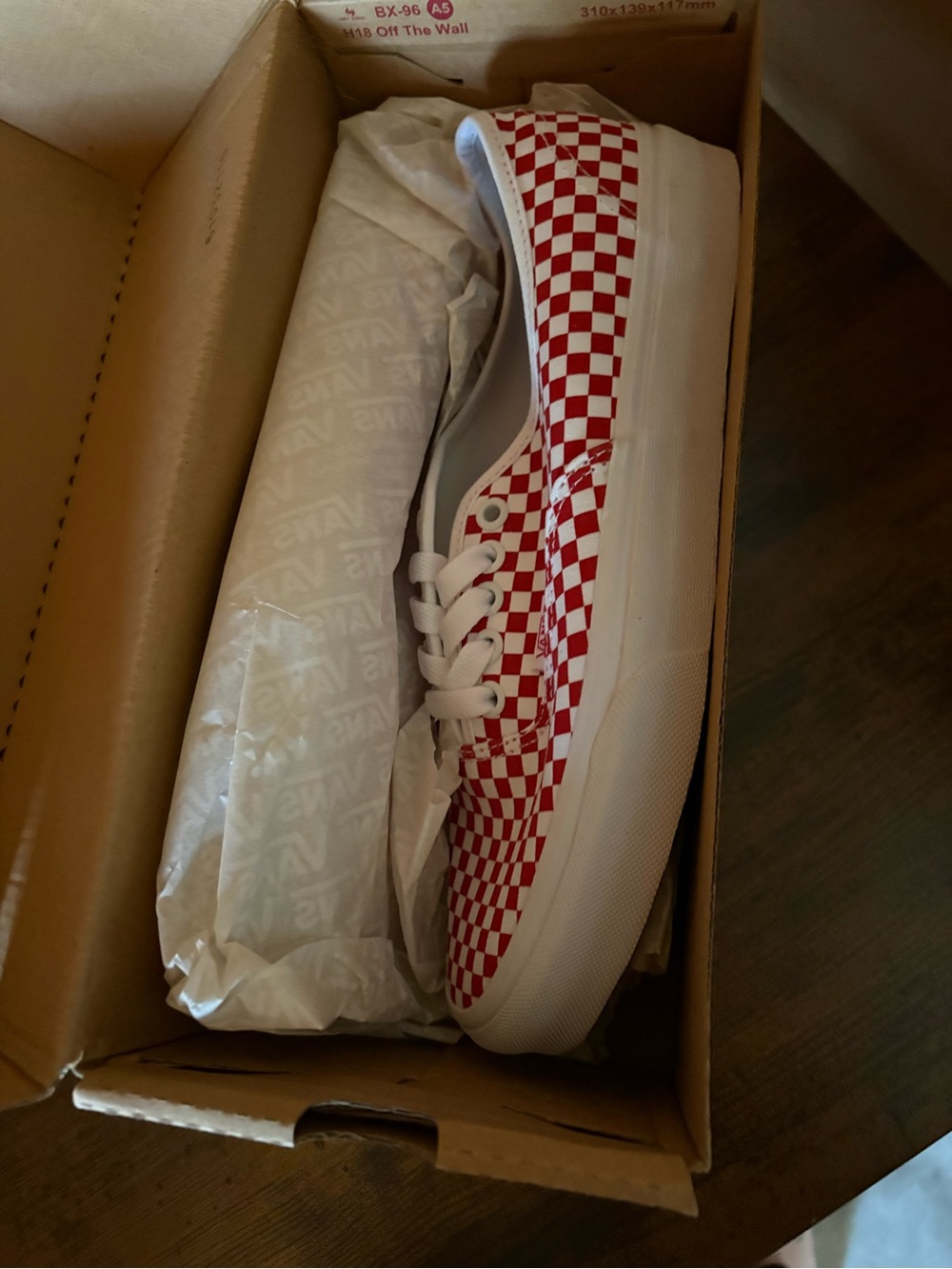 Vans Red and White Checkerboard Authentic Low Top Sneakers